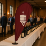 Bedruckte Beachflags für Weinmessen